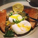 Poached Eggs with Salmon, Quinoa, Mushroom and Spinach