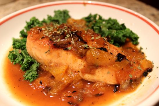 Apricot Chicken w. Steamed Kale Recipe | SparkRecipes