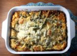 Asparagus and Caramelized Leek Bread Pudding