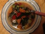Kale, Spinach and Blackeye Peas with Chicken Chorizo sausage Soup