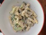 broccoli,mushroom and pasta in mushroom sauce