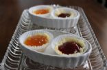 Mini Parmesan Cheese Crisps with Smucker's Sugar Free Apricot and Strawberry Preserves.