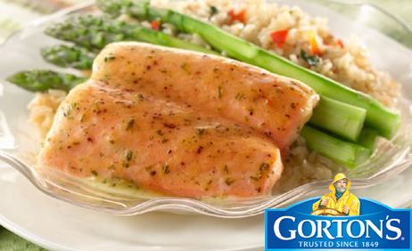 Simply Bake Salmon with Asparagus and Rice Pilaf from Gorton’s®