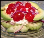 Under 200 calorie refreshing veggie cottage cheese salad