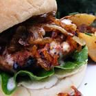 Kickin Turkey Burger with Carmelized Onions and Spicy Sweet Mayo