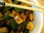 Tofu Stir Fry with mushrooms and snow peas
