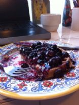 almond butter waffles with blueberry compote