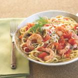 Pasta with shrimp and mushrooms