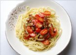 Caramelized Onions and Tomatoes over Pasta