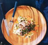Chargrilled chicken w lemon couscour & black olive salsa
