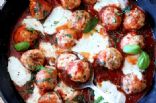 Turkey Meatballs in Spicy Tomato Basil Sauce with Burrata