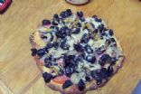 Black olive, mushroom pizza