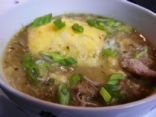 Green Chili Stew with Cheesy Cornbread Dumplings