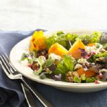 Persimmon and Blue Cheese Salad with Walnuts