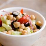 Garbanzo, feta and black olives salad