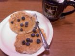 Blueberry Vanilla Protein Pancakes with Peanut Butter