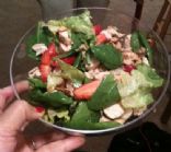 spinach salad with strawberries, chicken, and almonds