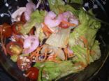 Lettuce salad with king prawns