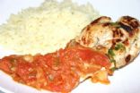 Sauteed Sweet Chicken Breasts with Spicy Tomato Chutney & White Rice