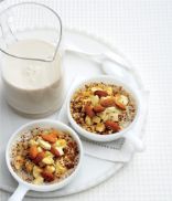Breakfast quinoa with wheatberries, bananas and almond milk