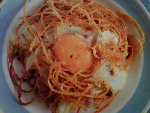 Bird's Nest (Egg and Pasta Dish) Recipe  SparkRecipes