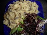 Low-cal Stroganoff on Yolk-Free Noodles