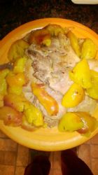 Pork Chops with Sauteed Peaches and white wine sauce