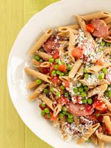 Penne with Sausage and Peas