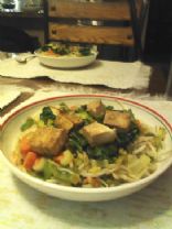 Tofu Shanghai Bok on Bean Sprouts stir fry bed