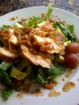 Herb Roasted Chicken Salad with Melted Market Grapes and Onions in a Warm Mustard Vinaigrette