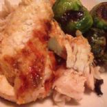 Chicken with pasta, roasted Brussels sprouts and lemon butter tarragon sauce