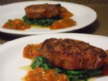 HCG Phase 2 - Filet Mignon with Smoky Tomato and Wilted Spinach